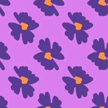 Abstract doodle seamless pattern with creative purple flower buds elements. P イラスト素材