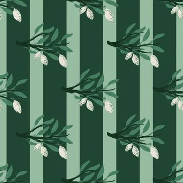 Abstract doodle seamless pattern in hand drawn style with lemon citrus branch Stock Illustration