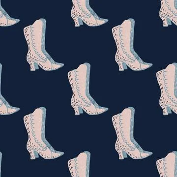 Abstract doodle seamless pattern with pink colored women elegance shoes print Illustrazione stock
