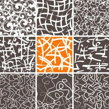 Abstract Doodle Seamless Patterns Set Stock Illustration