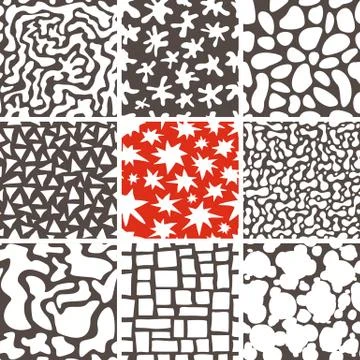 Abstract Doodle Seamless Patterns Set Stock Illustration