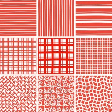 Abstract Doodle Seamless Patterns Set Stock Illustration