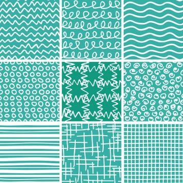 Abstract Doodle Seamless Patterns Set Stock Illustration