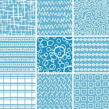 Abstract Doodle Seamless Patterns Set Stock Illustration