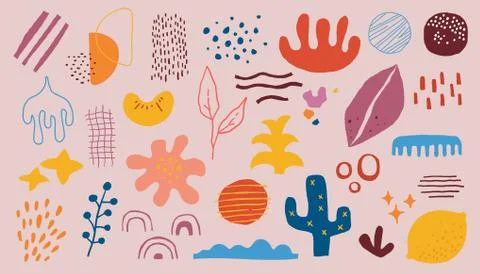 Abstract doodle shape. Free blob shapes, trendy geometric contemporary Stock Illustration