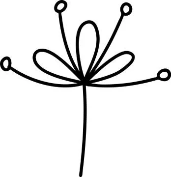Abstract doodle single floral element for decoration patterns, wrapping paper Stock Illustration