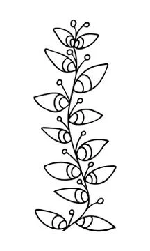 Abstract doodle single floral element for decoration patterns, wrapping paper Stock Illustration