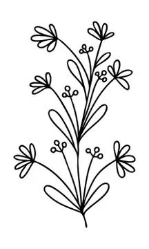 Abstract doodle single floral element for decoration patterns, wrapping paper Stock Illustration