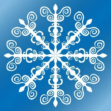 Abstract doodle snowflake silhouette element of new year decor Stock Illustration