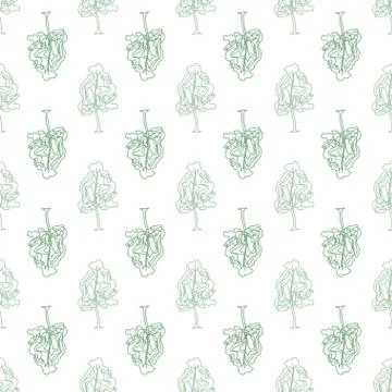 Abstract doodle trees seamless pattern Stock Illustration