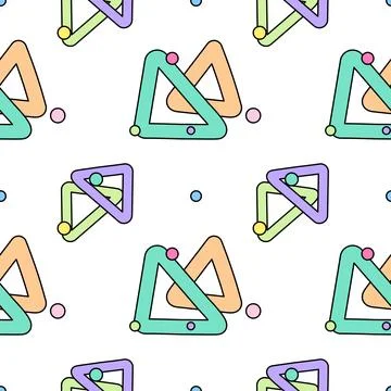 Abstract Doodle Triangles and Confetti Pattern Stock Illustration