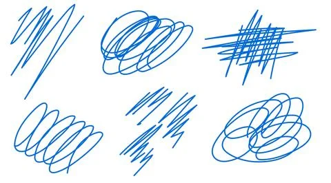 Abstract doodle vector illustration with blue scribbles and lines on a white Stock Illustration