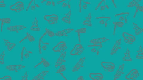 Abstract doodles float gently on a teal backdrop 库存影片 332567766