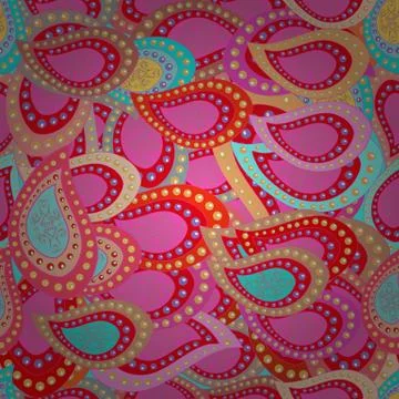 Abstract doodles pattern. Seamless Cute fabric pattern. Pattern blue, red and pi Stock Illustration