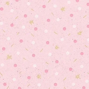 Abstract dot and gold glitter on paper texture cute background. Shapes decora Stock Illustration
