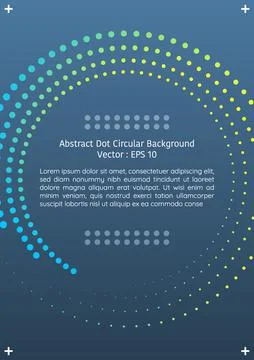 Abstract dot circular background, gradient halftone style dots, and text frame Stock Illustration