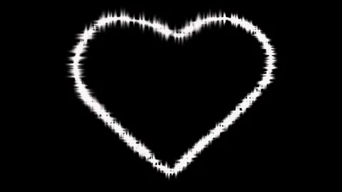 Abstract Dot Drawing Neon White Heart Shaped Line Loop Animation on Black Ba Stock Footage 327827967