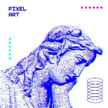 Abstract dot halftone glitched ancient classical sculpture from 3D rendering Stock Illustration