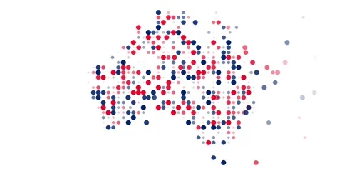 Abstract Dot Map of Australia in Motion Stock Footage 312347820