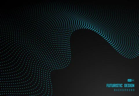 Abstract dot particle of blue design element technology artwork on black. Stock Illustration