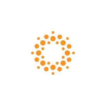 Abstract dot round logo. Connect sign. Virus icon. Orange sun. Fireworks emblem Stock Illustration