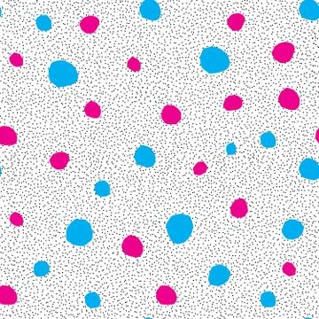 Abstract dot seamless pattern. Stylish dotted background of 80s Stock Illustration