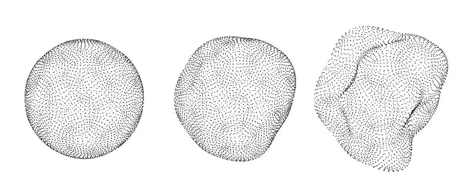 Abstract dot shapes set isolated on white Illustrazione stock