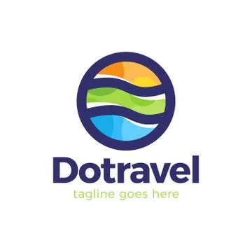 Abstract dot travel colorful elements simple line logo symbol in circle shape Stock Illustration