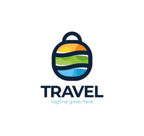Abstract dot travel colorful elements simple line logo symbol in circle shape Stock Illustration