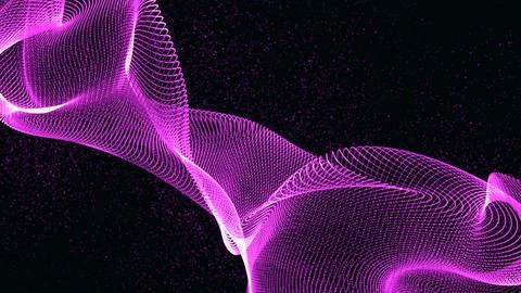 Abstract dot wave background. Mir purple wave isolated on the black background. Stock Illustration