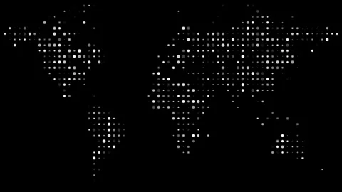 Abstract Dot World Map on Black Background with Modern Digital Look Video stock 341922215