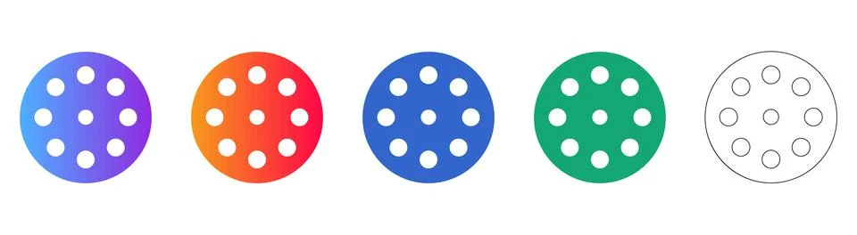 Abstract Dots Circle Icon Set: Gradient, Solid, and Outline Styles Stock Illustration
