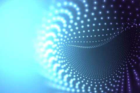 Abstract dots cover. Dynamic abstract liquid flow particles with depth of field Illustrazione stock