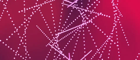 Abstract dots form glowing lines against a deep red gradient Stock Footage 337288661