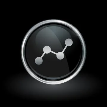 Abstract dots graph icon inside round silver and black emblem Stock Illustration