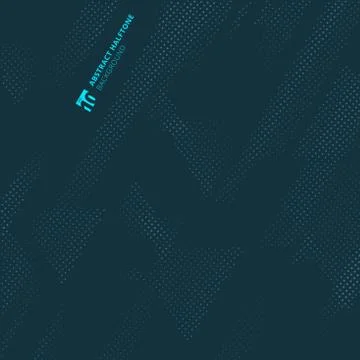 Abstract dots pattern halftone technology geometric triangles on dark blue ba Stock Illustration