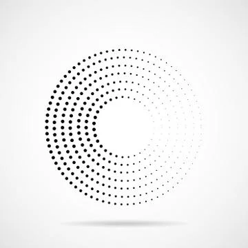 Abstract dotted circles. Dots in circular form. Halftone effect. Vector Stock Illustration