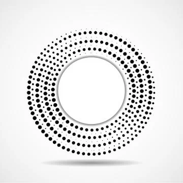 Abstract dotted circles, logo inside with shadow. Dots in circular form Illustrazione stock