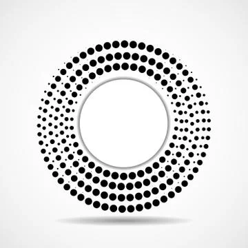 Abstract dotted circles, logo inside with shadow. Dots in circular form Stock Illustration