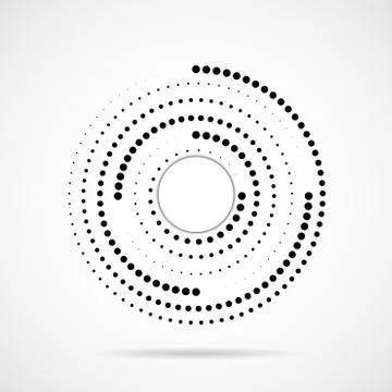 Abstract dotted circles, logo inside with shadow. Dots in circular form Stock Illustration