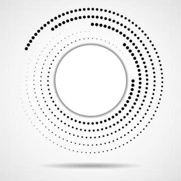 Abstract dotted circles, logo inside with shadow. Dots in circular form Stock Illustration
