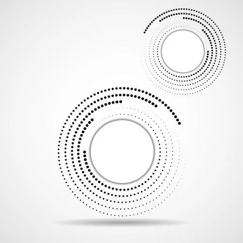 Abstract dotted circles, logo inside with shadow. Dots in circular form Stock Illustration