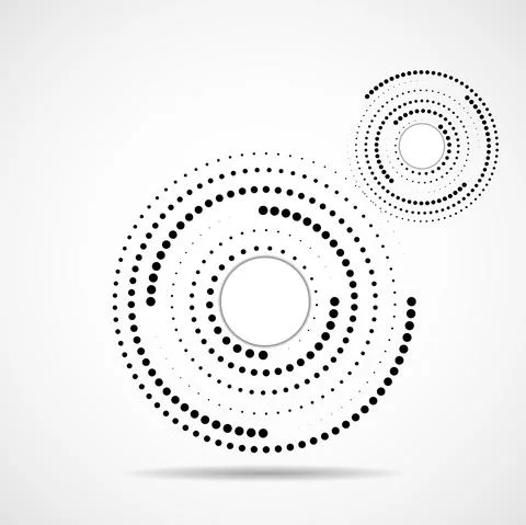 Abstract dotted circles, logo inside with shadow. Dots in circular form Stock Illustration