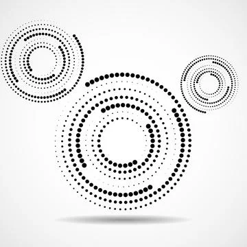 Abstract dotted circles, logo inside with shadow. Dots in circular form Stock Illustration