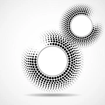 Abstract dotted circles, logo inside with shadow. Dots in circular form Stock Illustration