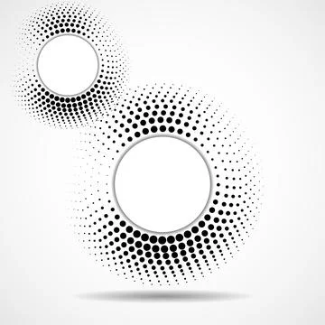 Abstract dotted circles, logo inside with shadow. Dots in circular form Stock Illustration