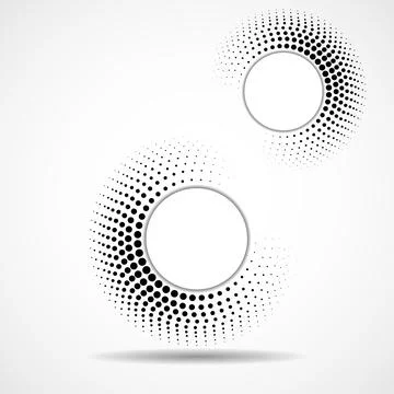 Abstract dotted circles, logo inside with shadow. Dots in circular form Stock Illustration