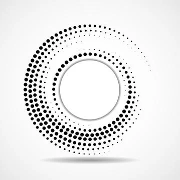 Abstract dotted circles, logo inside with shadow. Dots in circular form Stock Illustration