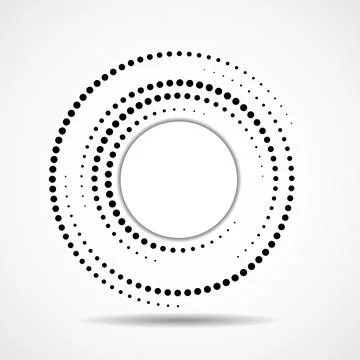 Abstract dotted circles, logo inside with shadow. Dots in circular form Stock Illustration