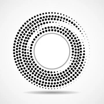 Abstract dotted circles, logo inside with shadow. Dots in circular form Stock Illustration